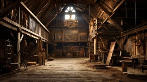 Premium AI Image | Interior of an old barn