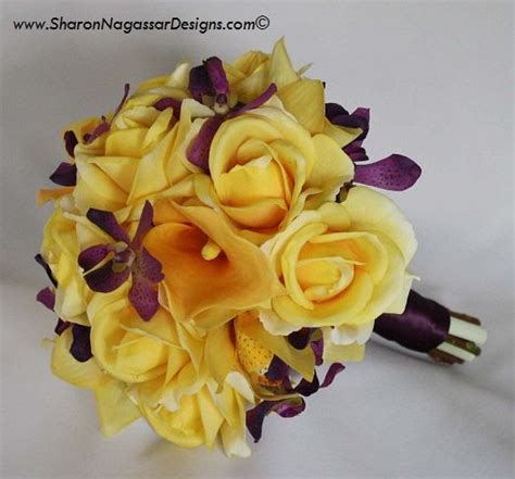 Bouquet Bridal: Purple and Yellow Bouquets