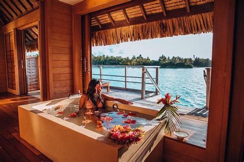 Ask, and you shall receive a deep soaking tub filled with hibiscus ...