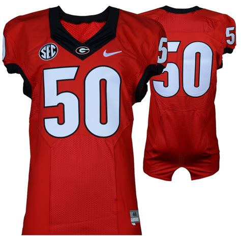 Fanatics Authentic Georgia Bulldogs Game-Used #50 Red Jersey with SEC Patch from the 2014-2016 ...