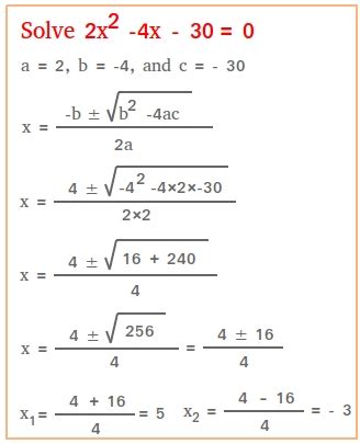 Solve using the Quadratic Formula