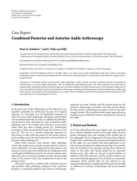 (PDF) Combined Posterior and Anterior Ankle Arthroscopy