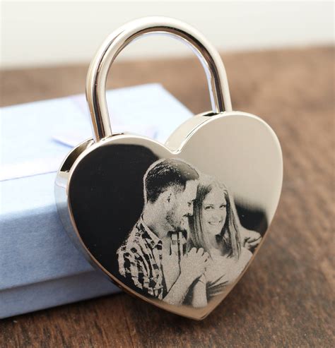 Love Lock Personalized//Heart Lock with Photo and Engraved | Etsy