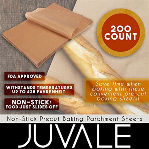 200 Count Precut Parchment Paper- Non-Stick Baking Parchment Sheets ...