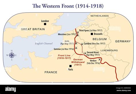 Map of the Western Front and the main battles during first World War Stock Photo - Alamy