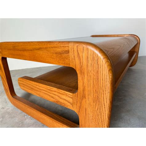Mid-Century Lou Hodges Cantilevered Oak Rectangular Coffee Table | Chairish