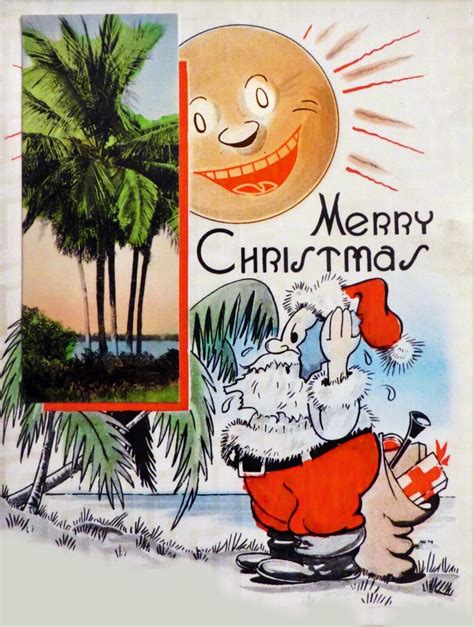 Santa in Sunny Florida Vintage Christmas Card | Vintage christmas cards, Vintage christmas ...