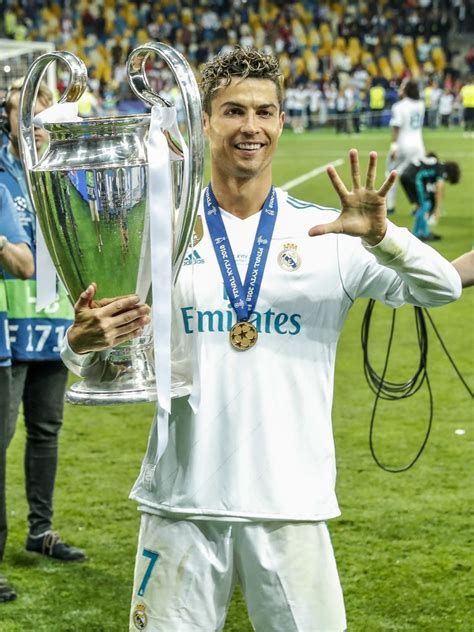 Cristiano Ronaldo of Real Madrid with UEFA Champions League trophy ...