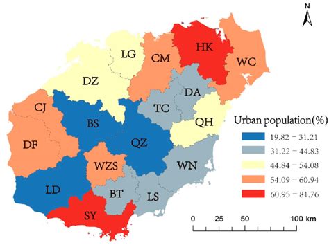 Study area and percentage of urban population among resident population... | Download Scientific ...