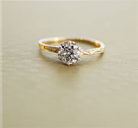 Antique Diamond Ring 14k Yellow Gold Diamond Ring