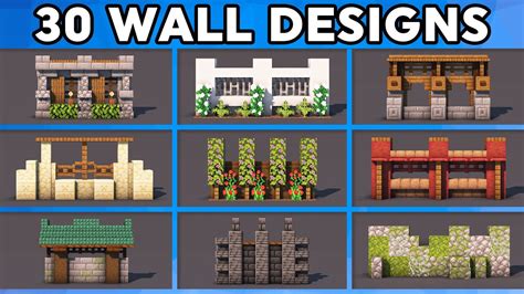 30 Must Know Minecraft Wall Designs! (Tutorial) - YouTube