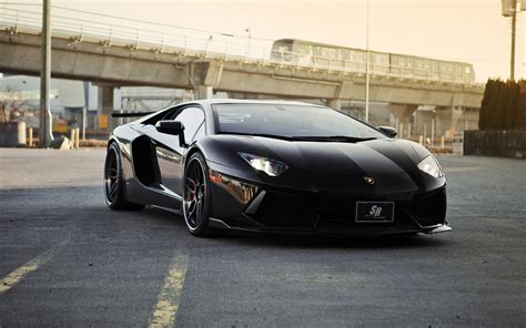 Black Lamborghini Aventador front view wallpaper - Car wallpapers - #49004