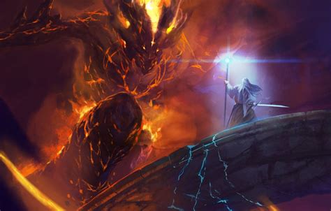 Photo Wallpaper Bridge, Balrog, Fight, Gandalf, Lord - Balrog Gandalf ...