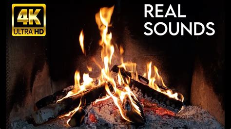 🔥Real Fireplace Burning with Real Fire Sounds [4K UHD] - YouTube