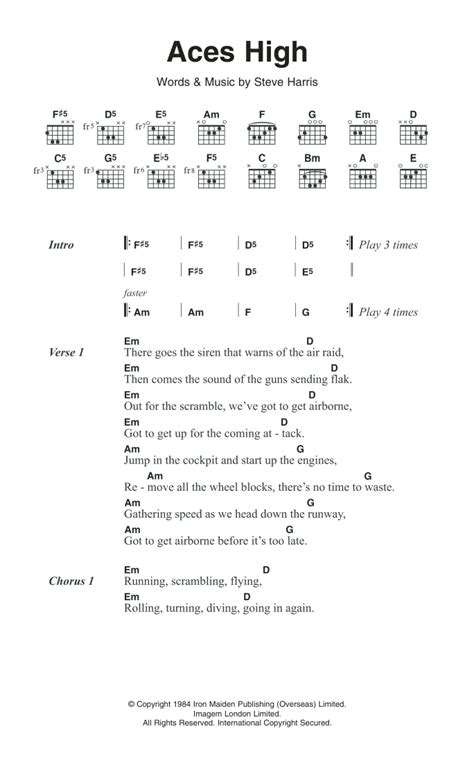 Aces High by Iron Maiden - Guitar Chords/Lyrics - Guitar Instructor