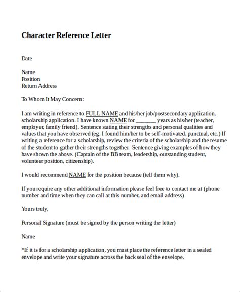 Character Reference Letter Sample | scrumps