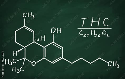 Structural model of THC molecule on the blackboard. Stock Photo | Adobe ...