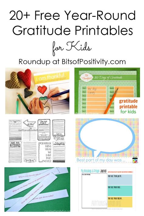 20+ Free Year-Round Gratitude Printables for Kids - Bits of Positivity