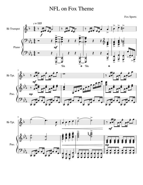 NFL on Fox Theme Trumpet Sheet music for Piano, Trumpet | Download free in PDF or MIDI ...