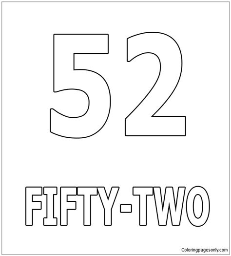 Number Fifty-Two Coloring Page - Free Printable Coloring Pages