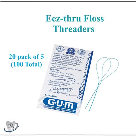 Sunstar GUM 840 Eez-thru floss threaders - 20 pack of 5 each =100Pk ...