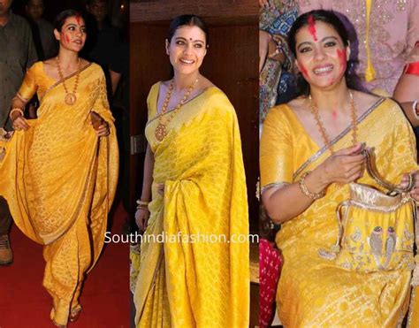 Kajol in Manish Malhotra saree at Durga Puja celebrations