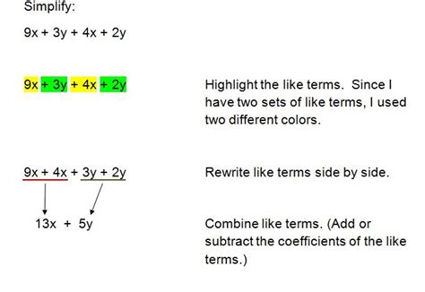 Simplifying Algebraic Expressions