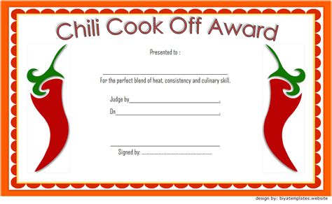 Free Chili Cook Off Winner Certificate Template