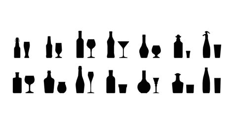 Vector silhouettes alcohol bottles with matching drinking glasses 3666682 Vector Art at Vecteezy