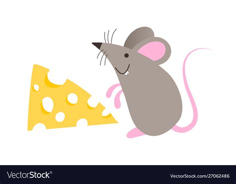 Cute mouse with cheese Royalty Free Vector Image