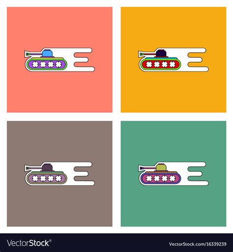 Flat icon design collection military tank high Vector Image