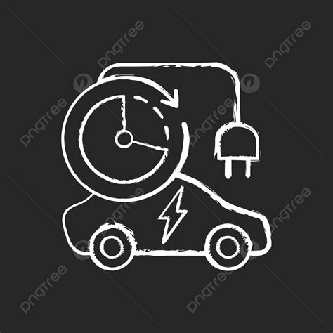 Black Background With Chalk White Icon Representing Charging Time Vector, Mobility, Concept ...