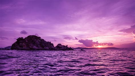 Nature, Sea, Sunset, Island, Purple Wallpapers HD / Desktop and Mobile Backgrounds