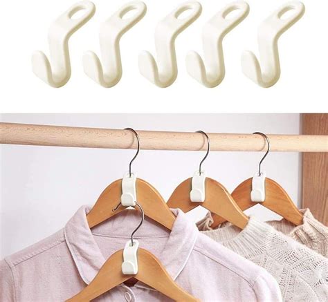 60 Pcs Hanger Connector Hooks,for Stack Clothes and Make Your Closet Space-Saving, Creamy White ...