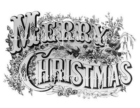 Items similar to Vintage Christmas Sign Merry Christmas Large Image for ...