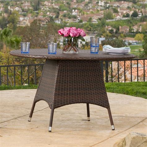 Noble House Corsica Brown Round Wicker Outdoor Dining Table-7653 - The Home Depot