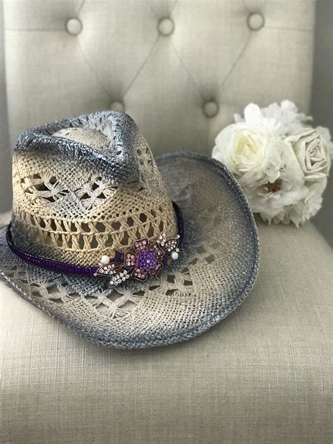 Purple cowboy hat/vintage style woman's cowgirl hat/grey | Etsy | Cowboy hats, Cowgirl hats ...