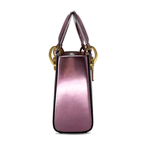 Mini Lady Dior bag metallic pink calfskin – VintageBooBoo Pre owned ...