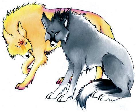 Hati and Skoll .:coloured:. by MistressKeir on DeviantArt