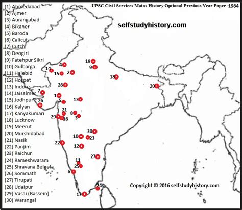 History Optional Paper-1 Solution – 1984: Q.1 (Map based question) – SELF STUDY HISTORY