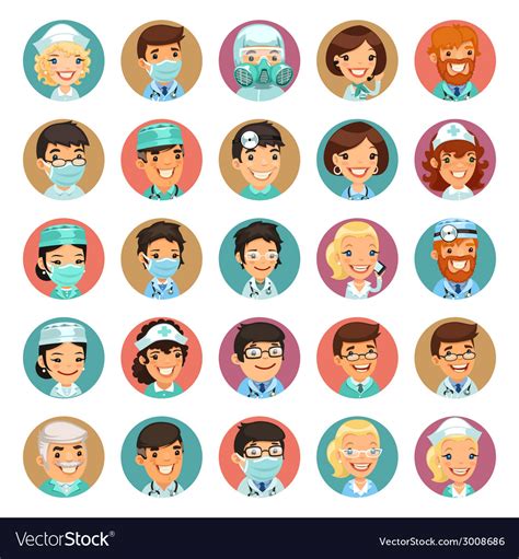 Doctors cartoon characters icons set3 Royalty Free Vector