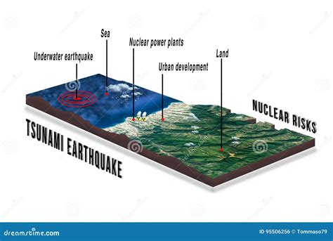 Tsunami Earthquake Effects on Nuclear Power Plant Stock Illustration ...