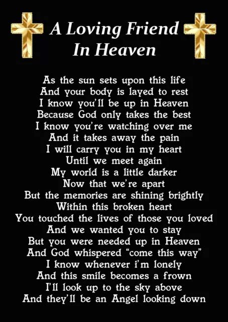 A LOVING FRIEND In Heaven Memorial Graveside Poem Card With Ground ...