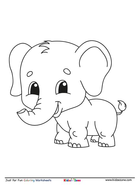 Baby Elephant cartoon coloring page - KidzeZone