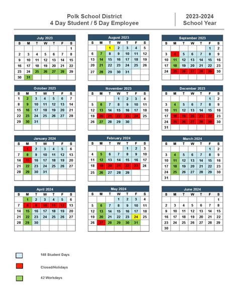 Polk County Schools Calendar 2024-2025 in PDF