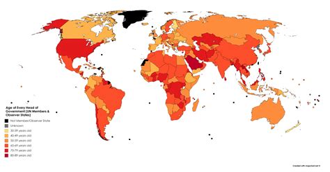 Age of Every UN Member and Observer State's Head of Government : r/MapPorn