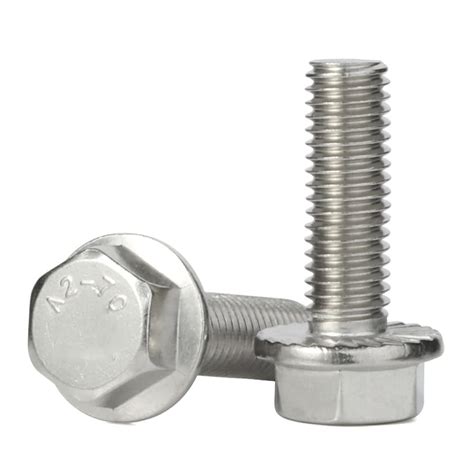 M6 x 12mm Flanged Hex Head Bolts Flange Hexagon Screws, 304 Stainless ...