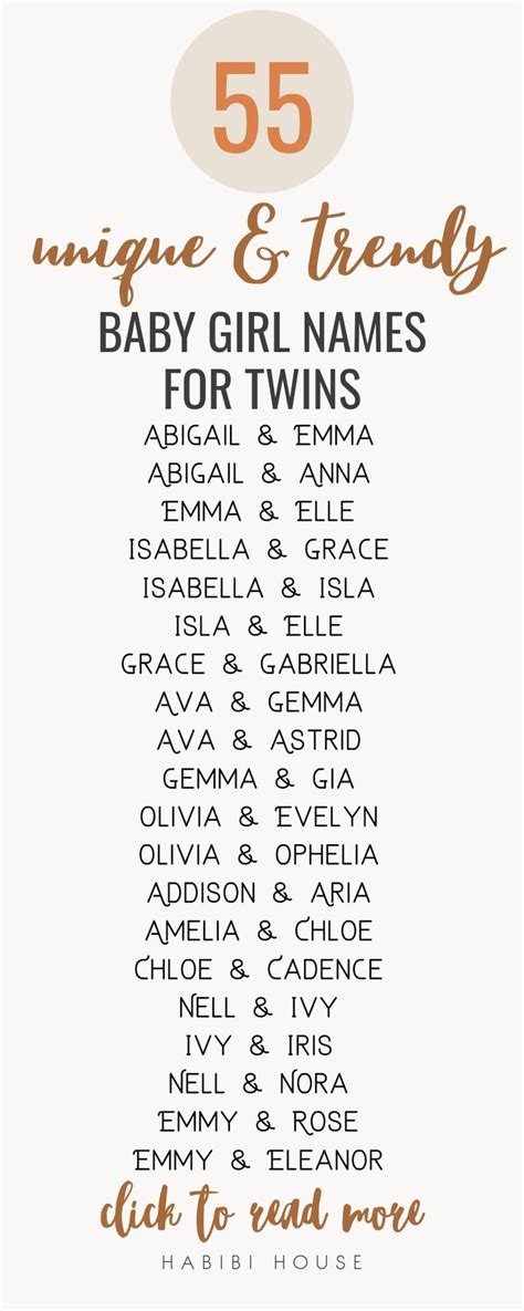 Twin Baby Girl Names | Twin baby girl names, Twin girl names, Twin baby names