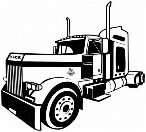 Semi Truck Svg Mack Semi Truck Silhouette Vector Semi | Etsy