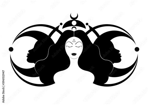 Wiccan woman icon, Triple goddess symbol of moon phases. Hekate, mythology, Wicca, witchcraft ...